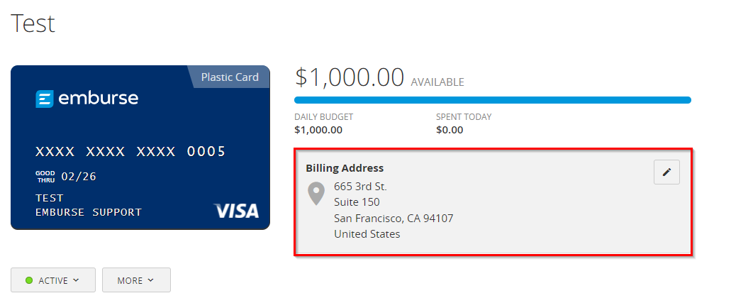 Credit Card With Billing Address