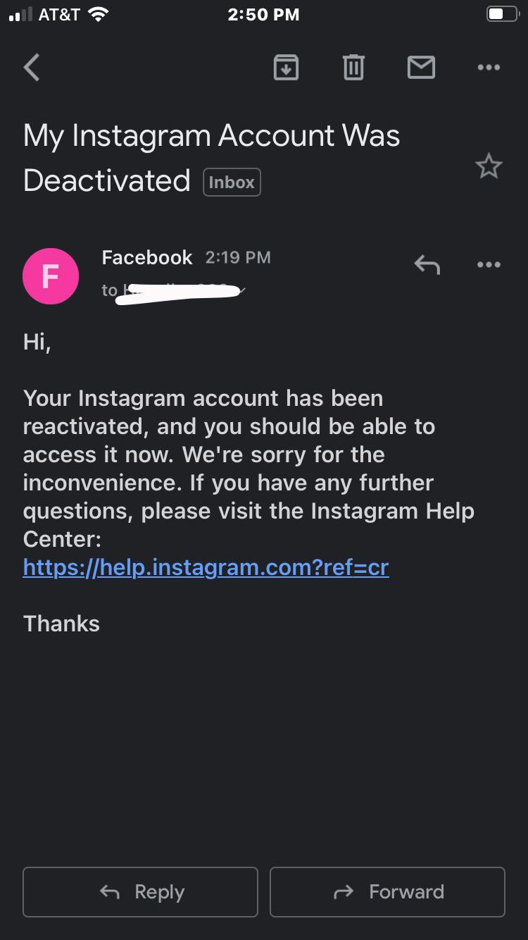 My Instagram Account Was Deactivated