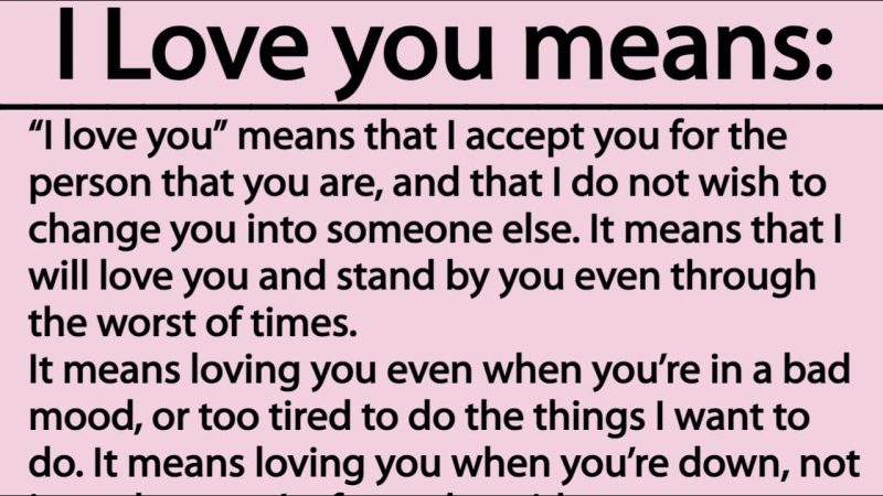 What Does I Love You Mean